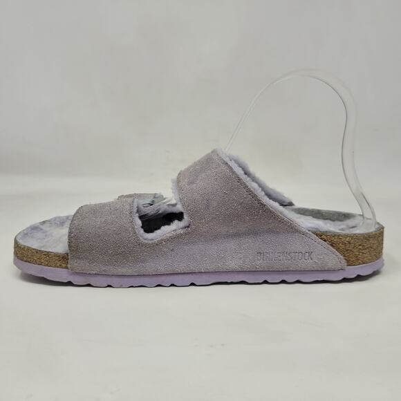 Birkenstock Sandals Mens EU41 US8 Arizona Shearling Suede Leather Purple Fog - Picture 6 of 10